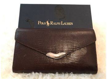 Ralph Lauren Lizard Skin Wallet With Sterling Closure