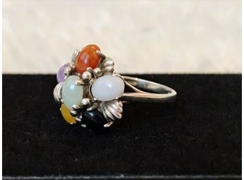 Cocktail Ring With Semi-precious Stones In Sterling Silver