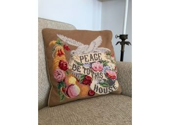 Needlepoint Accent Pillow With Down Fill