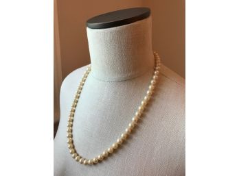 Vintage Sterling Clasp Costume Pearl Necklace With Tag