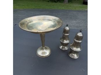 Sterling Reed Barton Candy Dish And Salt And Pepper Shakers