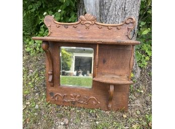 Beautiful Ornate Victorian Oak Shelf With Mirror