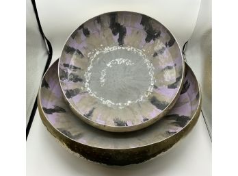 2 Large Interlude Home Enameled Metal Bowls ~ Beautiful ~