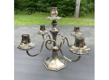 Gorgeous Antique Silverplate 5 Arm Light Candelabra