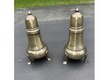 Beautiful Antique Georgian Sterling Footed Salt And Pepper