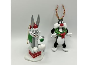 Vintage Warner Brothers Sylvester & Bugs Bunny Ornaments ~ So Cute ~