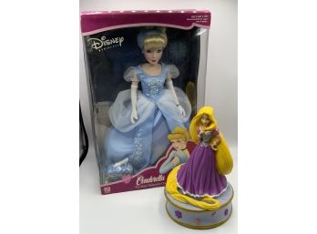 NEW Disney Princess Cinderella Porcelain Doll & Disney Princess Bank