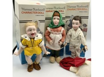 3 Vintage Norman Rockwell Character Dolls ~ Collectors Edition ~