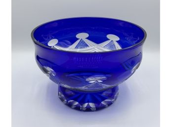 Gorgeous Antique Blue Cut To Clear Bowl