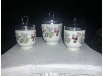 3 Vintage Royal Worcester Lavinia Berries Egg Coddlers