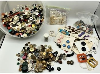 Large Lot Of Vintage Buttons