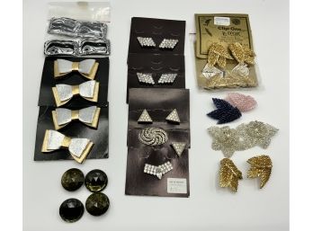 Large Lot Vintage Shoe Clips ~ Bows, Rhinestones & More ~