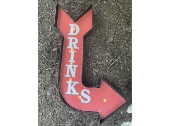 Light Up Arrow To Drinks Bar Sign