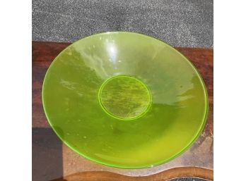 Large Low Green Vaseline Glass Bowl