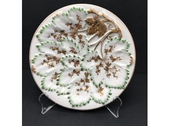 KPM Gold Rimmed Plate With 3D Leaves - 7-3/8'D