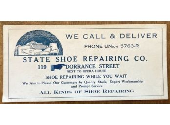 Vintage BLOTTER, 'STATE SHOE REPAIRING CO.', Springfield, Mass.