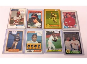 Lot Vintage Topps Fleer 1970s 80s Baseball Cards Lou Brock McCovey Nolan Ryan Jim Palmer Seaver Berra  (Lot3)
