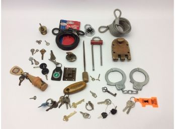 Mixed Lot Door Combination Handcuff Locks Keys Cable Parts