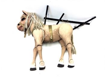 Vintage Used Theater Articulated Paper Mache Decorative Hanging Marionette Horse Puppet Large