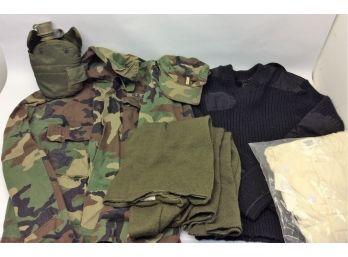 US Military Lot Canteen Hat Uniform Army Citadel Sweater Scarf Undershirt Medium Extra Long