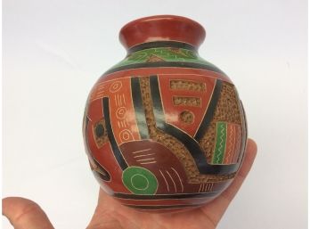 Nicaragua Carved Glazed Art Pottery Vase