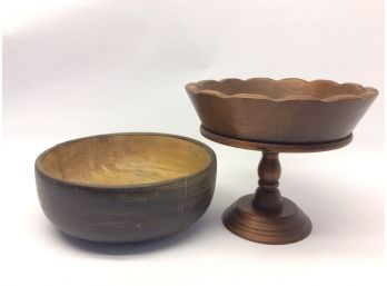 Two Wood Wooden Bowls
