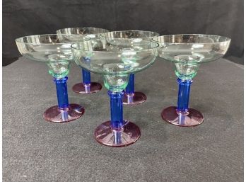 Colorful Lucite Margherita Glass Set Of 5