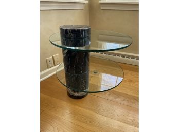 Exquisite Marble And Glass Modern End Table