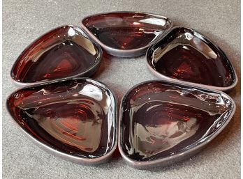 Beautiful Ruby Glass Serving Dishes Circa 1950s