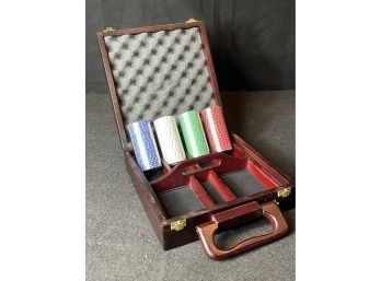 Poker Chip Set In Wooden Box