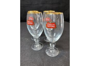 Set Of 3 Stella Artois Stem Beer Glasses