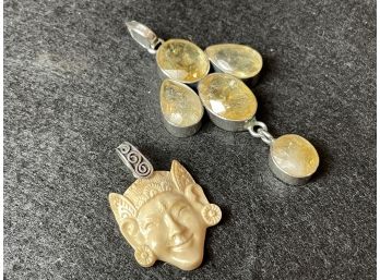 Gorgeous Sterling And Citrine Pendant Lot