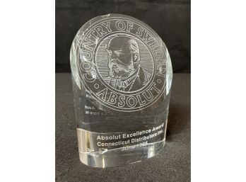 Glass Absolut Vodka Excellence Award