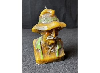 Interesting Candle Figurine Of Man With Hat Circa 1980