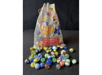 Large Bag Of Antique Glass Marbles