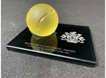 Seagram Achievement Award With Glass Tennis Ball