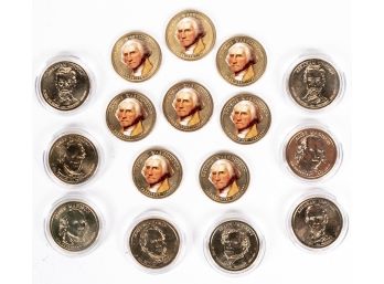 Collection Of 16 Presidential Dollars Gold Plated