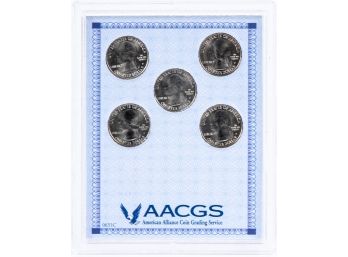 Five 2013-P Statehood Washington Quarters AACGS MS63