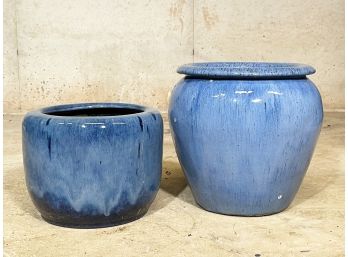 A Pair Of Glazed Ceramic Earthenware Planters