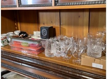 An Assortment Of Glassware, Crystal And Candles