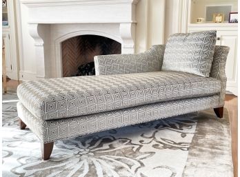 A Custom Modern Chaise In Donghia Print By Greenbaum Interiors