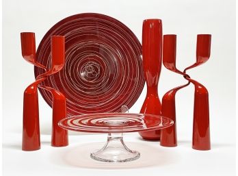Modern Decor In Red Including Mikaela Dorfel Candlesticks