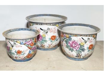 A Trio Of Asian Ceramic Planters