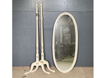 A Painted Oak Cheval Mirror