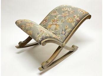An Antique Tapestry Upholstered Baby Rocker