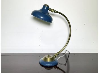 A Brass And Enamel Desk Lamp