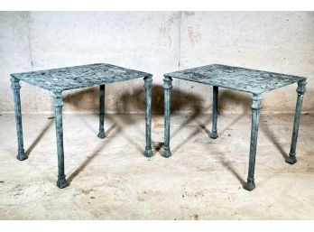 A Pair Of Cast Aluminum Outdoor Cocktail Tables By Woodard
