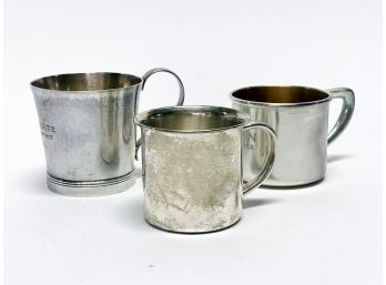 A Trio Of Vintage And Antique Sterling Silver Baby Cups
