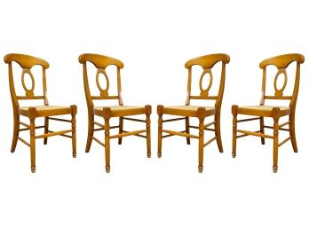 A Set Of 4 Rush Seated Dining Chairs