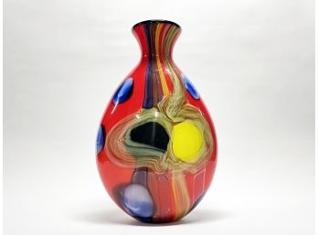 A Large Colorful Art Glass Vase